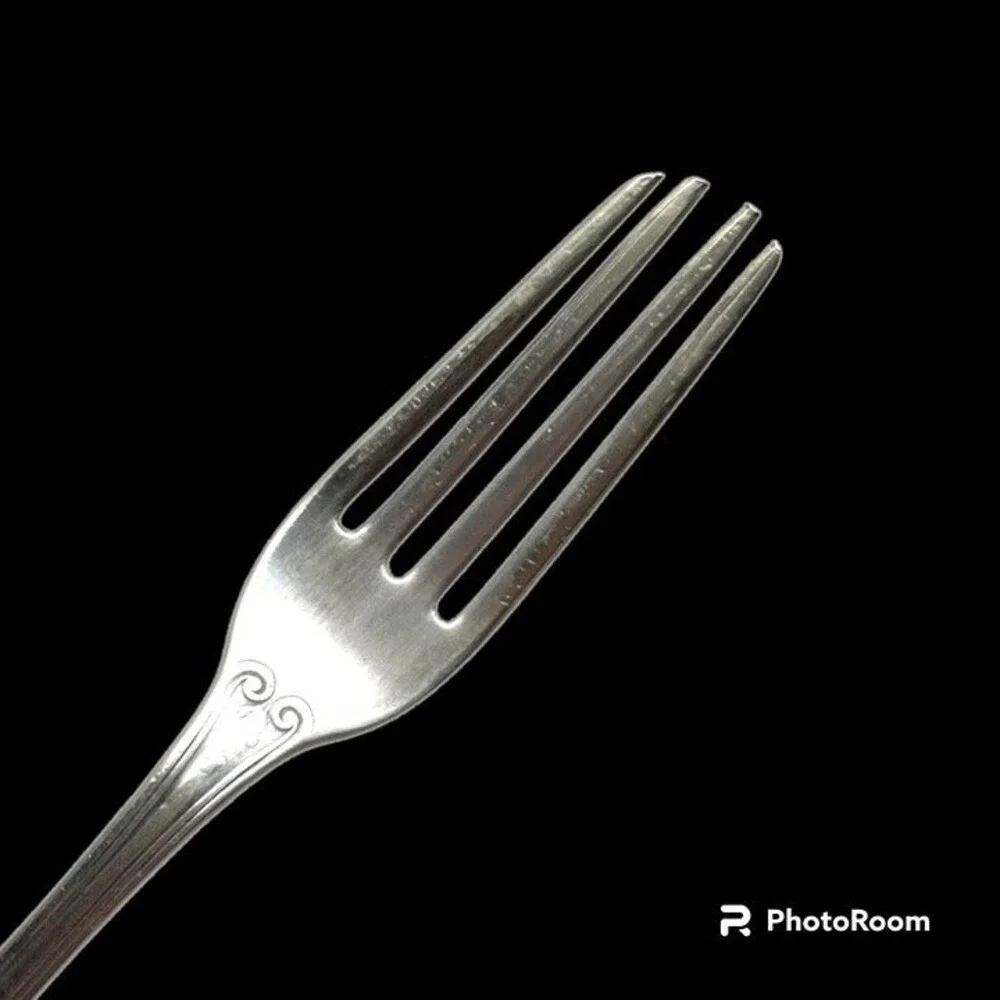 WM Rogers Bros Silverplate Olive Pattern Fork-!848-Monogram L.F-Victorian-Scroll